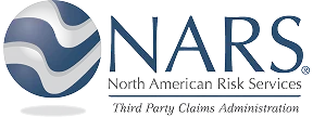 NARS logo with a blue and white globe-like design, and text reading “North American Risk Services, Third Party Claims Administration.”.