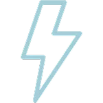 Light blue lightning bolt icon on a white background.