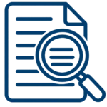A document icon with a magnifying glass over it.