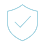 A light blue outline of a shield containing a checkmark.